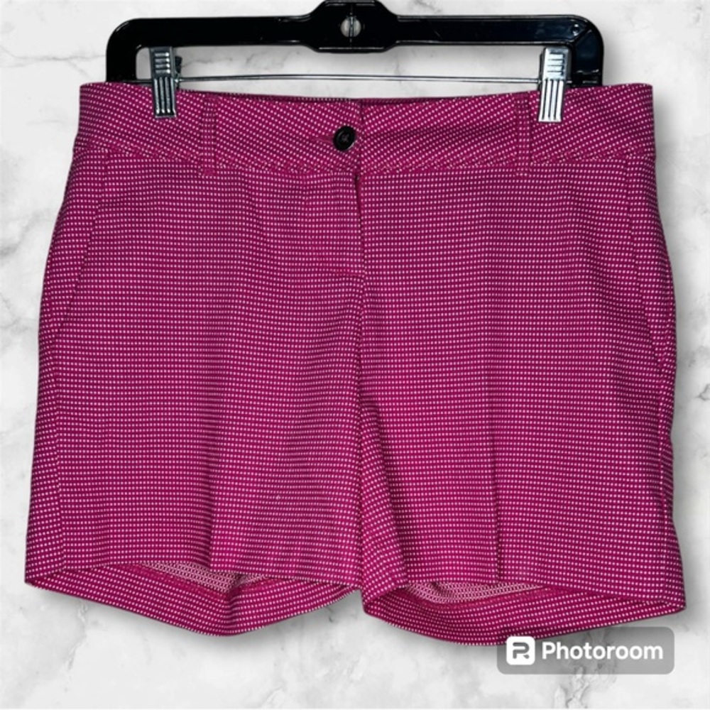 Isaac Mizrahi Tailored Shorts Rasberry Rose Dot Size 4